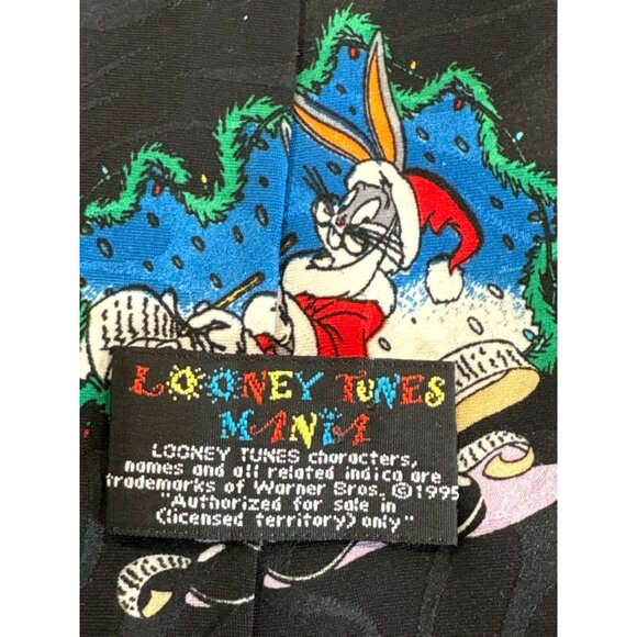 Vtg Looney Tunes Mania Tie Mens Necktie Santa Bugs Bunny Tweety Christmas 58.5x4 - Picture 6 of 6